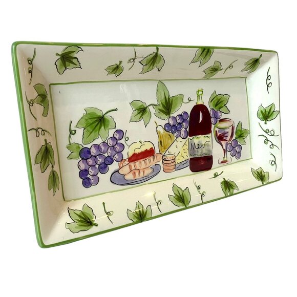 I. Godinger & Co. Rectangular Wine Grapes Cheese Serving Tray Platter Dish - Picture 5 of 15